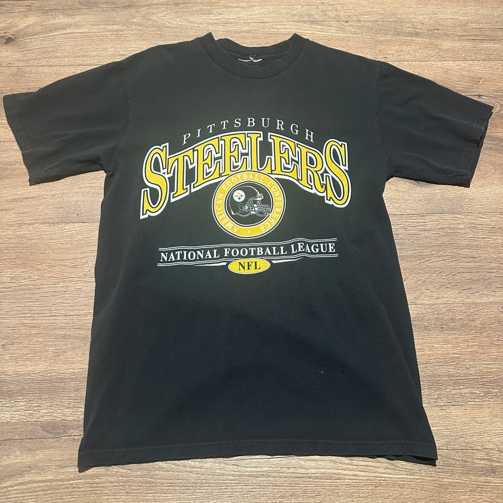 Vintage NFL‎ Black Pittsburgh Steelers T-Shirt Mens M